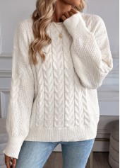 Beige Long Sleeve Round Neck Sweater
