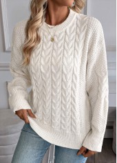 Beige Long Sleeve Round Neck Sweater