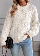 Beige Long Sleeve Round Neck Sweater