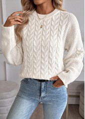 Beige Long Sleeve Round Neck Sweater