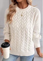 Beige Long Sleeve Round Neck Sweater