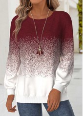 Ombre Tummy Coverage Wine Red Long Sleeve Sweatshirt