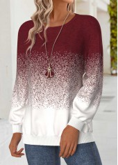 Ombre Tummy Coverage Wine Red Long Sleeve Sweatshirt