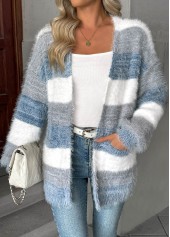 Tummy Coverage Dusty Blue Long Sleeve V Neck Cardigan
