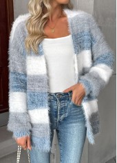 Tummy Coverage Dusty Blue Long Sleeve V Neck Cardigan
