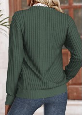 Frill Green Long Sleeve Split Neck Sweatshirt