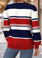 Geometric Print Tummy Coverage Multi Color Long Sleeve Sweatshirt