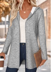 Tummy Coverage Dark Grey Marl Long Sleeve Hooded Coat