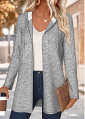 Tummy Coverage Dark Grey Marl Long Sleeve Hooded Coat