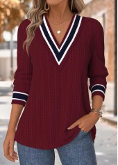 Tummy Coverage Wine Red Long Sleeve T Shirt