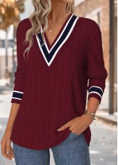 Tummy Coverage Wine Red Long Sleeve T Shirt