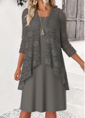 Tummy Coverage Grey Long Sleeve Dress and Cardigan