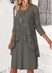 Tummy Coverage Grey Long Sleeve Dress and Cardigan