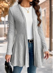 Grey Long Sleeve Tunic Light Cardigan