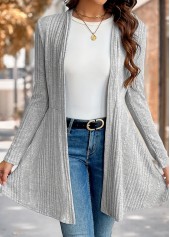 Grey Long Sleeve Tunic Light Cardigan
