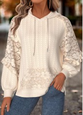 Tummy Coverage Beige Long Sleeve Hoodie