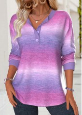 Ombre Tummy Coverage Multi Color Long Sleeve Sweatshirt
