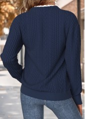 Tummy Coverage Navy Long Sleeve Split Neck Sweatshirt