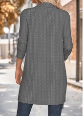 Tummy Coverage Grey Long Sleeve Draped Neck Coat