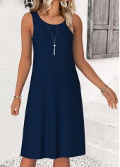 Ditsy Floral Print Tummy Coverage Navy Dress and Cardigan