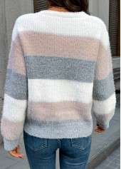 Striped Tummy Coverage Light Pink Long Sleeve Sweater