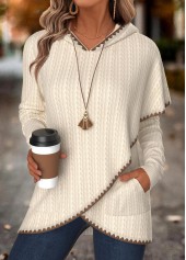 Tummy Coverage Beige Long Sleeve Hoodie