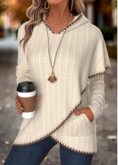 Tummy Coverage Beige Long Sleeve Hoodie