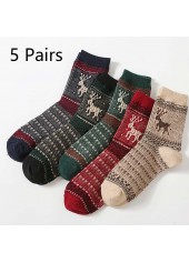 Christmas Mid Calf Multi Color Socks