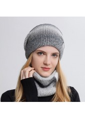 Ombre Dark Grey Marl Hat and Circle Scarf Beanie