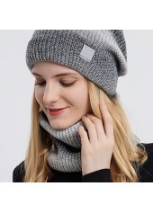 Ombre Dark Grey Marl Hat and Circle Scarf Beanie