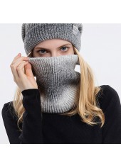 Ombre Dark Grey Marl Hat and Circle Scarf Beanie