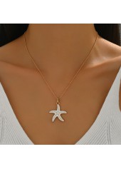 Golden Alloy Animal Starfish Design Necklace