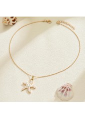 Golden Alloy Animal Starfish Design Necklace