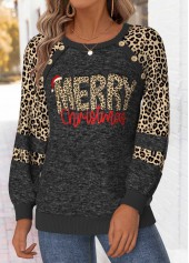 Christmas Tummy Coverage Black Long Sleeve Round Neck Sweatshirt