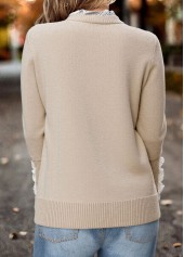 Tummy Coverage Light Camel Long Sleeve Round Neck Sweater
