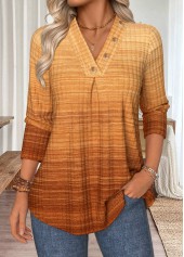 Ombre Tummy Coverage Light Camel Long Sleeve T Shirt