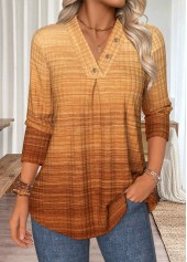 Ombre Tummy Coverage Light Camel Long Sleeve T Shirt