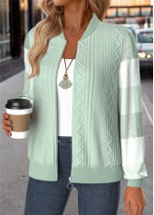 Plaid Tummy Coverage Light Green Long Sleeve Jacket