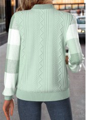 Plaid Tummy Coverage Light Green Long Sleeve Jacket