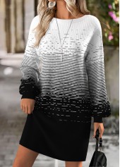 Ombre Tummy Coverage Black Short Long Sleeve Dress