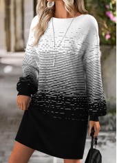 Ombre Tummy Coverage Black Short Long Sleeve Dress