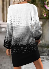 Ombre Tummy Coverage Black Short Long Sleeve Dress