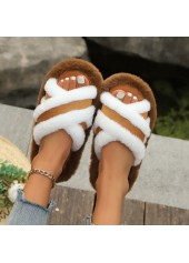 Dark Camel Round Toe Falt Slippers