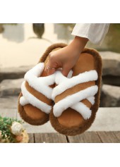 Dark Camel Round Toe Falt Slippers
