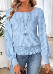 Tummy Coverage Light Blue Long Sleeve T Shirt