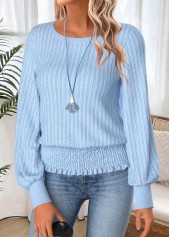 Tummy Coverage Light Blue Long Sleeve T Shirt