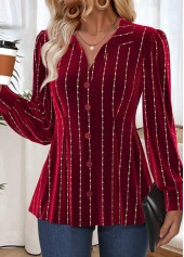Tummy Coverage Wine Red Long Sleeve Shirt