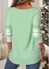 Christmas Tummy Coverage Light Green Long Sleeve T Shirt