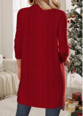 Tummy Coverage Wine Red Long Sleeve Draped Neck Coat