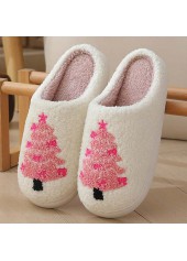 Christmas Pink Closed Toe Falt Slippers